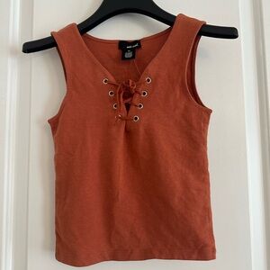 Wet Seal Orange Fitted Tie Front Tank Top